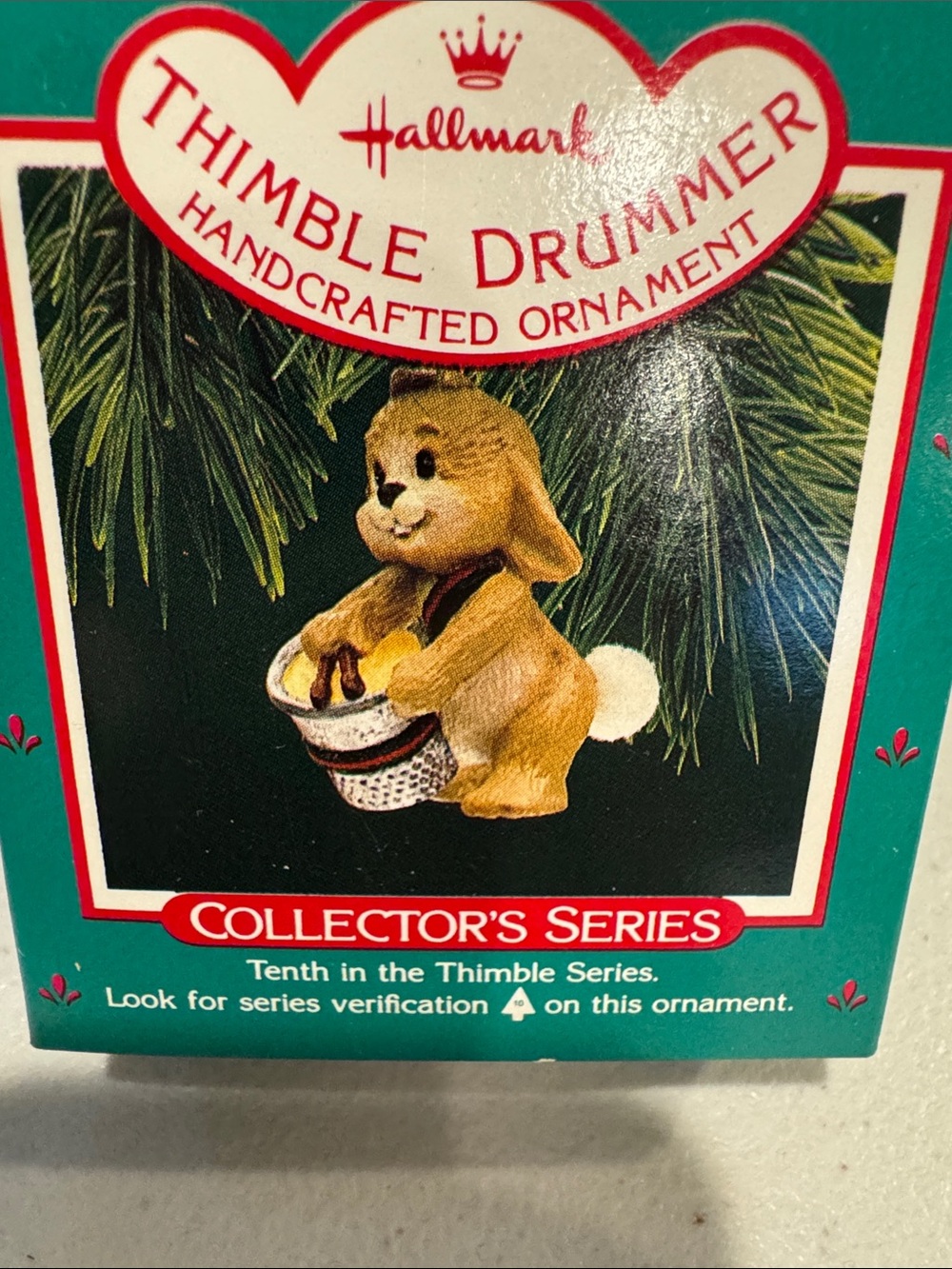 Hallmark Bunny Thimble Drummer Christmas Ornament Vintage 80s